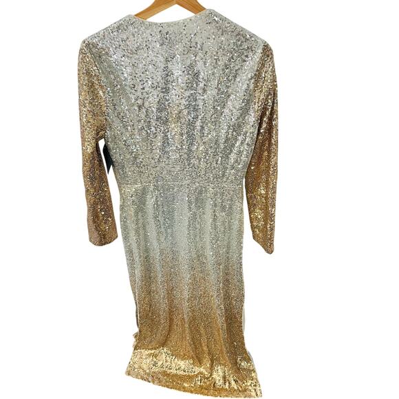 Alexia Admore Sequin Duster Women's Size Small - Silver Gold Ombre Trench Coat - Picture 7 of 8